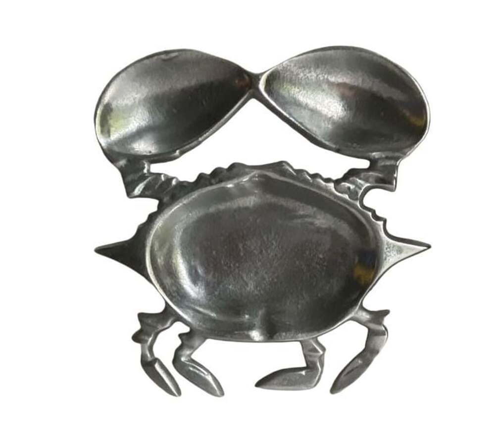 Vintage Sea Life Aluminum Crab Divided Serving Dish Platter